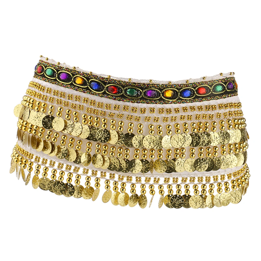 Ladies Girls' Belly Dance Belt Hip Scarf with Gold Coins Dangle
