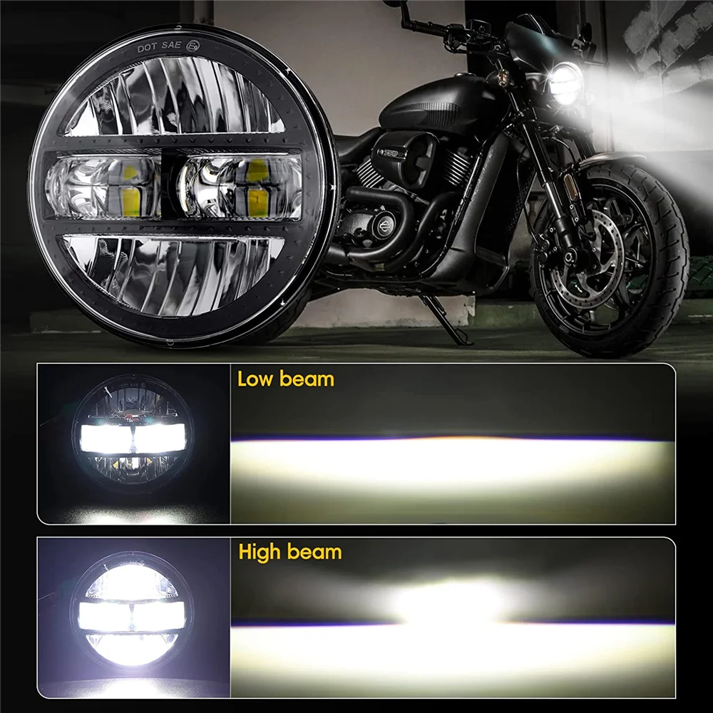 Chrome 5.75 Inch Phare Moto LED Headlamp for Harley 5 3/4'' Motorcycle  Headlight for Sportster Dyna 883XL FXCW Triumph VRSCD - AliExpress