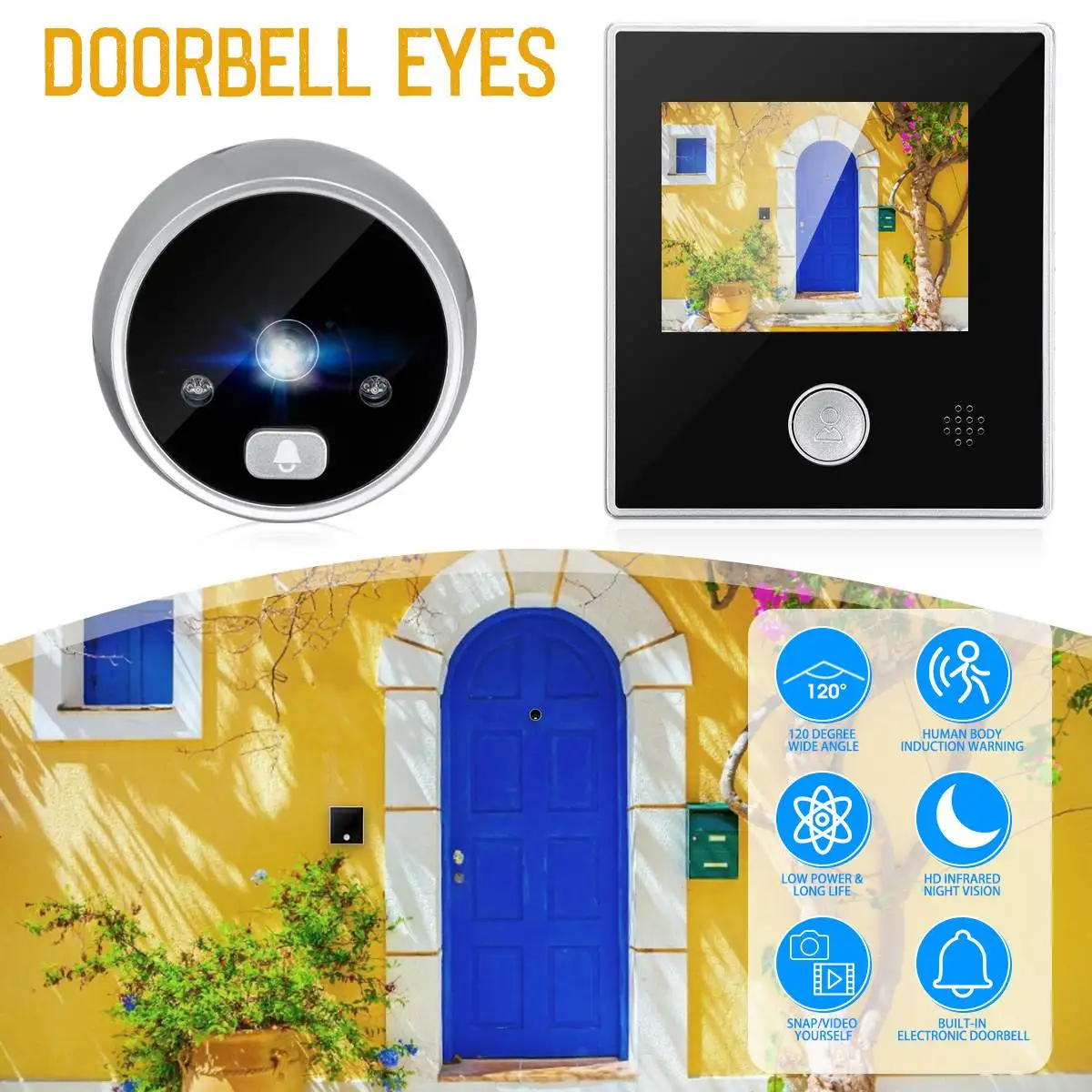 

3 Inch SY-2 LCD HD Digital Door Camera Eye Doorbell Outdoor Electric Door Eye Bell HD720P Night Vision for Camera Video