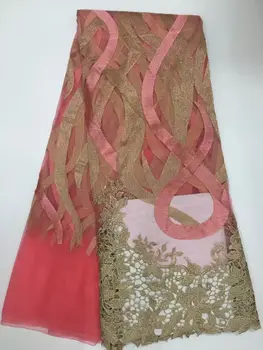 

African Lace Fabric 2020 Embroidered Nigerian Laces Fabric High Quality French Tulle Lace Fabric For Women,5Yards. FYL001