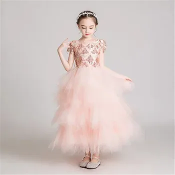 

New Arrival High-Quality Children Girls Elegant Birthday Wedding Party Princess Ball Gown Dress Kids Host Piano Costumes Dress