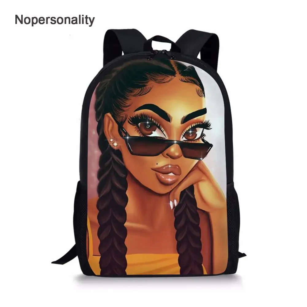 

Nopersonality Art Black African American Girl Print School Bag Kids Magic Bookbags Cute Afro Lady Schoolbag Mochila Infantil