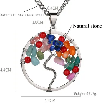 

New Exquisite Natural Stone Handmade Fashion Tree Of Life Pendant Clavicle Chain Cute Owl Lady Necklace Jewelry