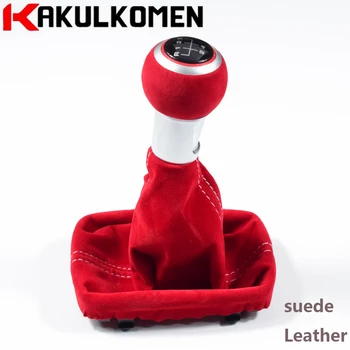 

Amazing Quality 5/6 Speed complete Black Red Gear Shift Knob Suede Leather Gaiter Boot Cover For Audi A3 S3 2001 2002 2003