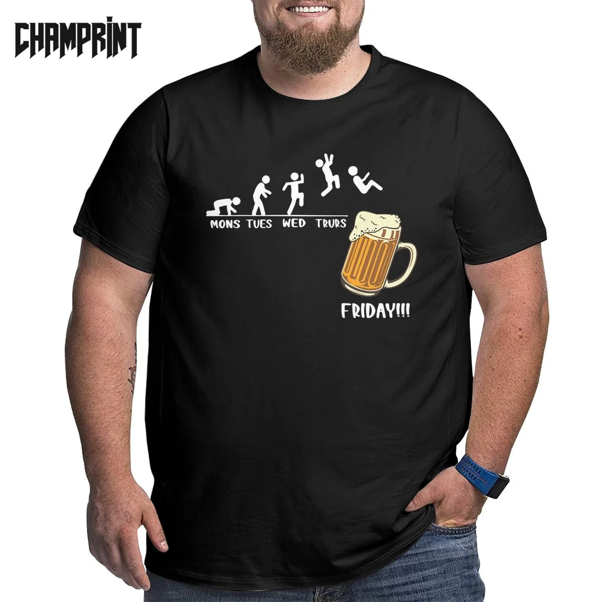 

Beer Friday Drink T Shirts for Men Pure Cotton Funny T-Shirts O Neck the Weeknd Big Tall Tees Short Sleeve Clothes Plus Size