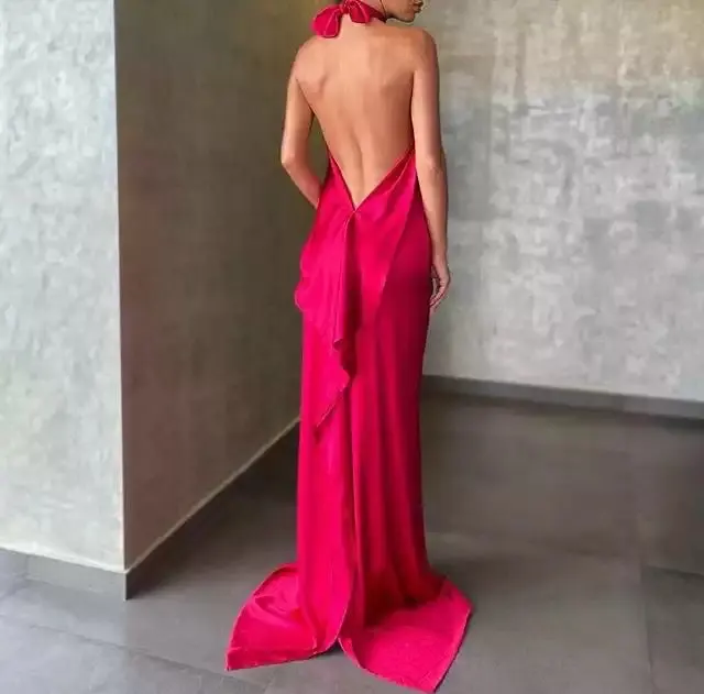 LORIE Halter Mermaid Evening Dresses 2021 Sexy Backless Simple Vestidos De  Festa Formal Prom Gown Hot Pink Celebrity Party Dress