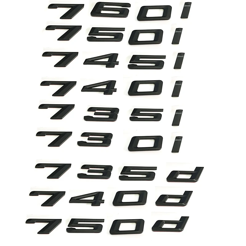 

matt black abs stickers for bmw 730d 735d 740d 745i 750i 760i Rear Boot Trunk Lid Letters Badge Emblem Logo for BMW 7 series