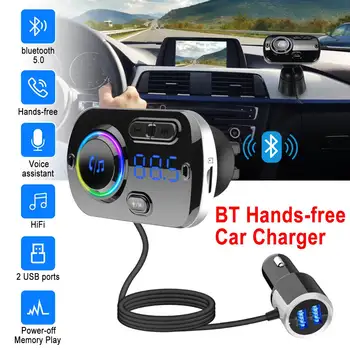 

bluetooth 5.0 Support Siri FM Transmitter FM Modulator 2 Port Quick Charge Charger 3.0 Handsfree Car Kit MP3 Player