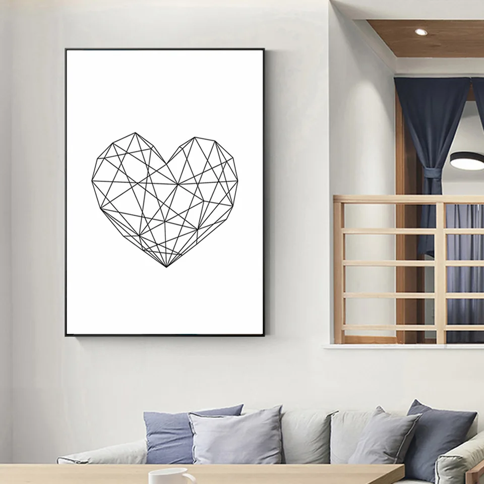 Nordic Geometric Heart Diamond Luxury Simple Line Posters Prints Canvas Painting Wall Art Pictures For Living Room Home Decor Painting Calligraphy Aliexpress