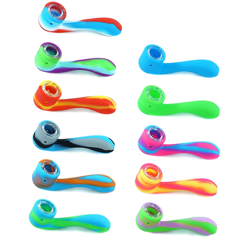 

1 piec Silicone Smoking Pipe with Bowl Silicone Tobacco Pipes for Smoking portable Water Percolat