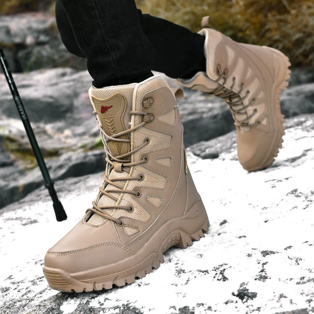 Botas de senderismo al aire libre para hombres y mujeres, zapatos de  Trekking, botas tácticas militares, talla grande, Beige, Invierno