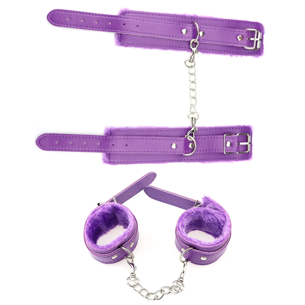 2Pcs set PU Leather Erotic Handcuffs Ankle Cuff Restraints With Whip BDSM Bondage Slave Sex Toys