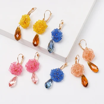 

Yellow Pink Blue Orange Pendant Long Earrings Ladies Fashion Wedding Festival Party Elegant Dangle Earrings Brincos Ladies Gifts