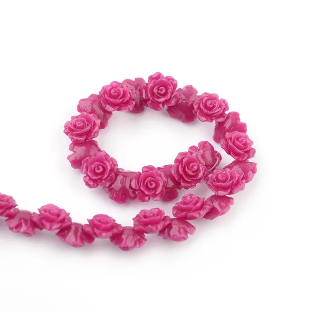 1 Strand 6 8 10 12 15mm Camelia Flower Beads Artificial Coral Beads For Jewelry Making DIY Bracelet Neckalce Accessoires hot pink