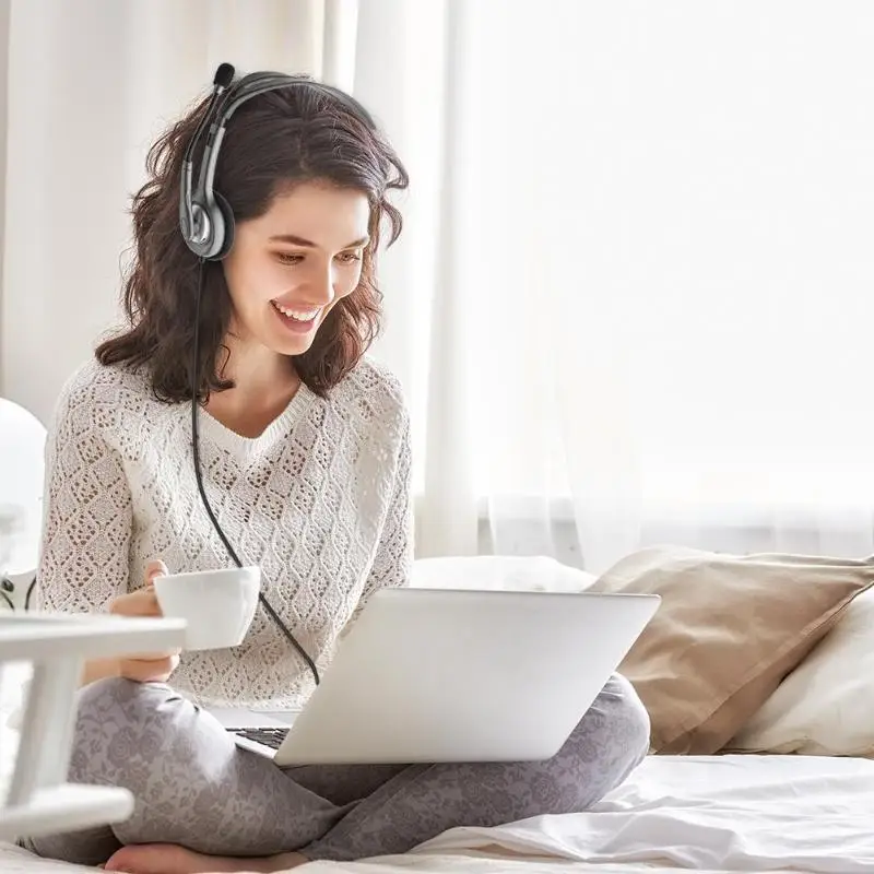 Logitech H110 H111 3 5mm Audio Jack Wired Headphones Stereo Sound Headset with Rotating Microphone Adjustable headband for Game