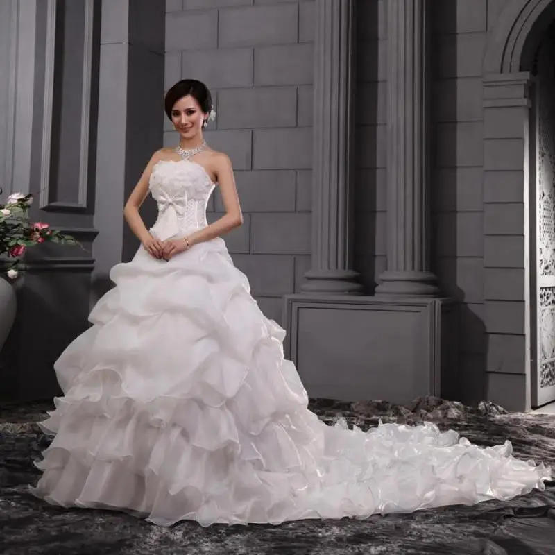 

Gryffon Vestido De Noiva Elegant Strapless Sweep Train Ball Gown Princess Classic Wedding Dress Plus Size Wedding Dress 2019