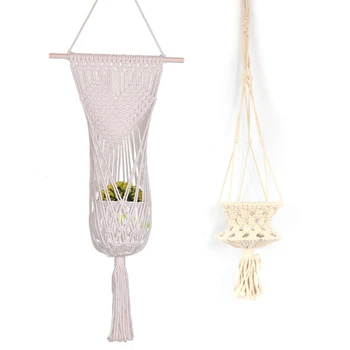 

Handwoven Macrame Plant Hanger Hanging Planter Basket Flower Pot Holder Decor 11UA