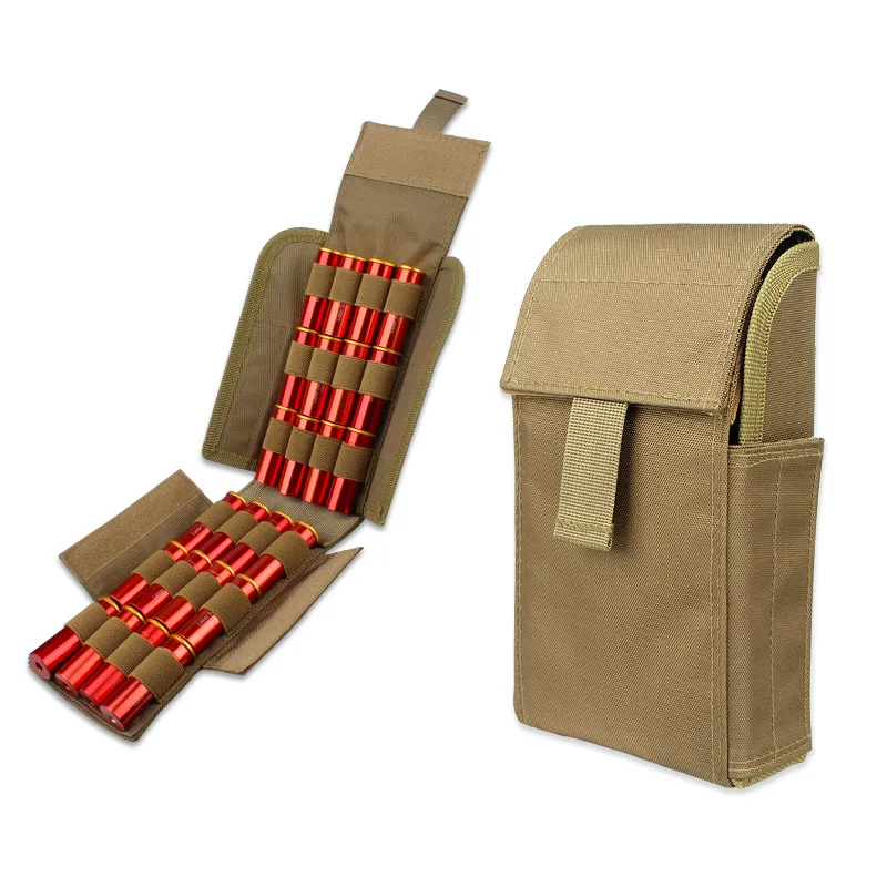 

Tactical 12G Bullet Packages Hunting Shotgun Host Bag CS Field Operations Portable Outdoor 25 Hole Pouch Khaki