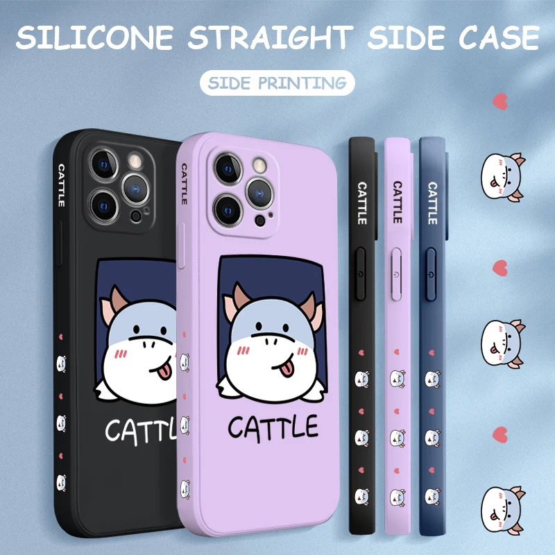 Phone Case For Infinix Hot 9 10 Play Cute Cartoon Happy Cattle Design Edge Pattern Silicone Camera Protect Cover | Мобильные