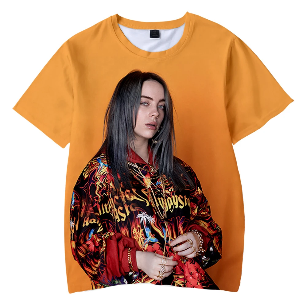 Billie Eilish/футболка с 3D принтом для маленьких мальчиков и девочек летние футболки с короткими рукавами топы унисекс, футболки, Детский костюм, рубашка - Цвет: kids shirt 8