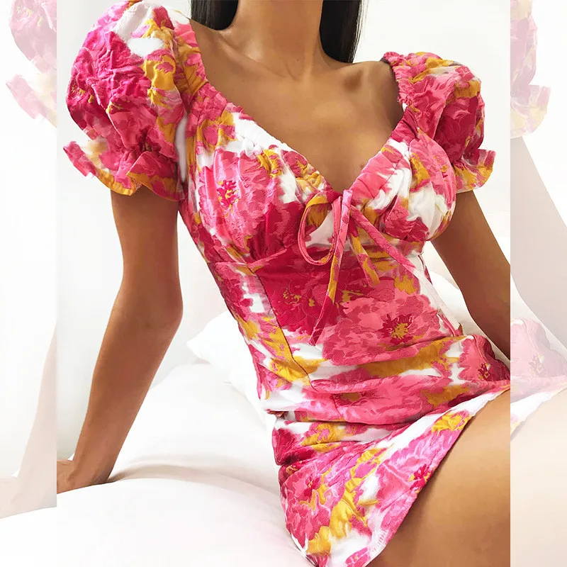 Повседневное милое женское цветочное мини-платье 2020 летнее Сексуальное Тонкое