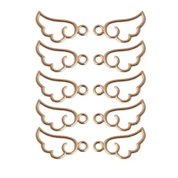 

10Pcs Angel Wing Metal Frame Pendant Open Bezel Setting UV Resin Jewelry Charm N58F