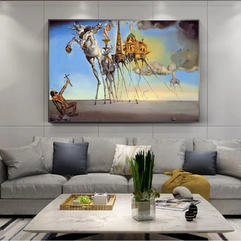 

Salvador Dali Famous Art Canvas Paintings on the Wall Art Posters And Prints The Temptation of St. Anthony Classical Art Picture