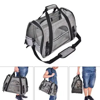 

Travel Bags Portable Breathable Single Shoulder Strap For Dog Cat Airline Approved Fleece Pads Pet Carrier With Training Clicker
