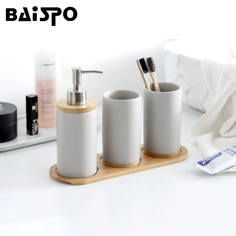 BAISPO керамические аксессуары для ванной набор Домашние средства для мойки дозатор мыла/держатель зубной щетки/стакан для ванной кухни