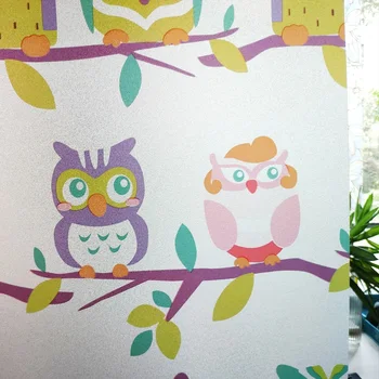 

Cartoon Owl Pattern Window Film Privacy Protection Vinyl No Toxic Removable Multi-Size Home Decoration For Window Door Cabinet