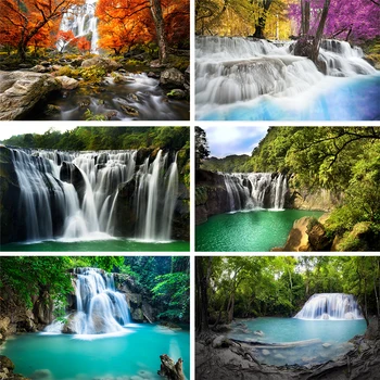 

Nitree Autumn Stream Water Curtain Waterfall Forest Landscape Natural Scenery Backdrop Photo Studio Photography Background Vinyl