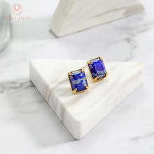 new arrivals square lapis lazuli stud earrings ethnic fashion jewelry for women