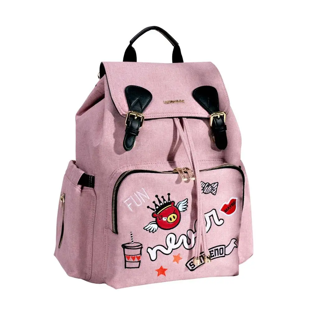Pink Sunveno Мода мумия Материнство подгузник сумка Брендовая детская сумка рюкзак сумка под подгузники сумка для ухода за ребенком - Цвет: Pink