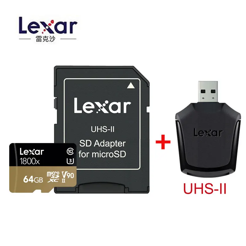 1800X 64GB-UHS-II Новинка, Lexar 150 МБ/с./с, 1000x, Micro SD, 32 ГБ, класс 10, 64 ГБ, micro SDXC, 128 ГБ, tf карта памяти, считыватель UHS для дрона, спортивной видеокамеры - Емкость: 1800X 64GB-UHS-II