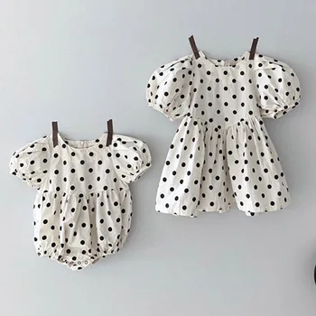

MILANCEL new baby clothing polka dot baby bodysuits puff sleeve baby dress 100 days toddler girls clothes