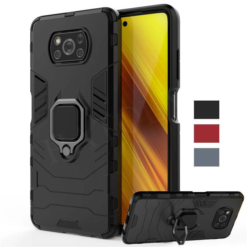 Для Xiaomi Poco X3 NFC чехол Redmi Note 9S 9 Pro 9A 9C 9T 10 Lite магнитный держатель кольца броня бампер