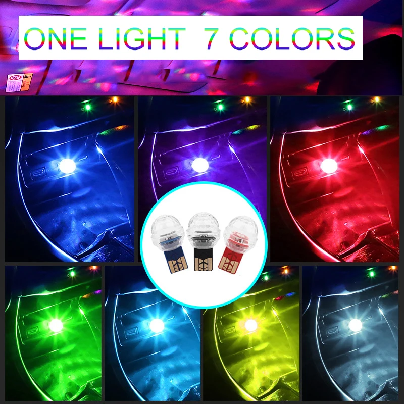 BraveWAY LED Car USB Atmosphere Light DJ RGB Mini Colorful Music Sound Lamp USB-C Phone Surface for Festival Party Karaoke