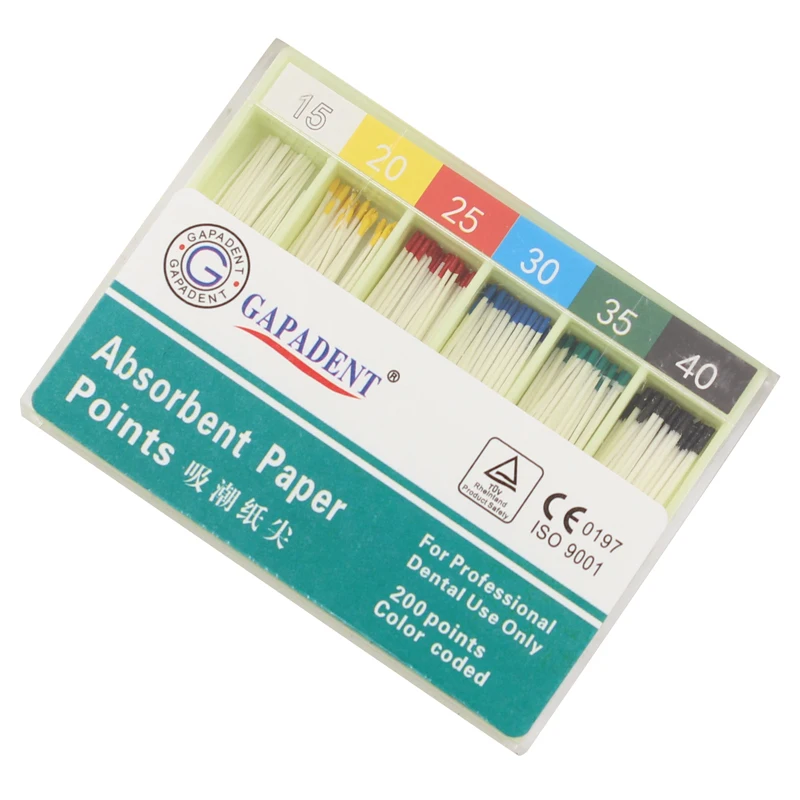 200pcs/pack Dental Absorbent Paper Points Root Cancel Endodontics Cotton Fiber Tips Dentist Product Mixed Sizes#15-40