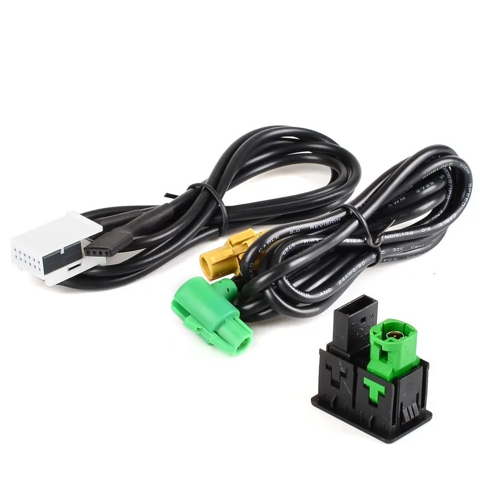 USB Aux-in Button Switch Cable Kit for VW Passat B6 B7 Golf MK6 Jetta Radio RNS315