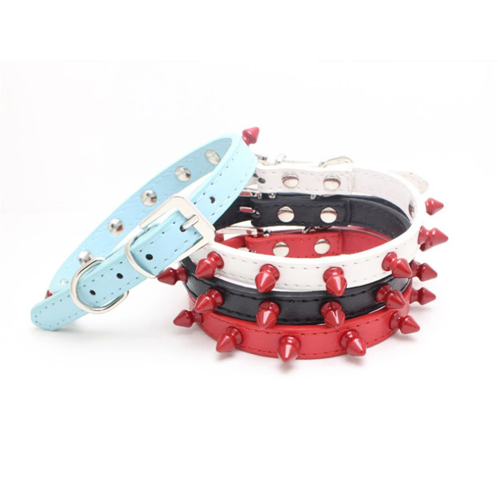 

Spiked Studded Small Large Cat Collar Rivet Accessory Hond Neck Strap For Kitten Necklace Leather PU Pitbull BullCat Pet