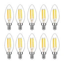 

10pcs Retro Edison E14 LED Filament Bulb Cold /Warm White 220-240V C35 Glass Light Bulbs Vintage Candle Lamp Chandelier For Home