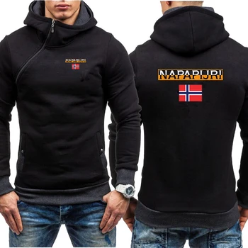 

2020 New Hoodies NAPAPIJRI Men Fashion Oblique Zipper Patchwork Tracksuit Sweatshirt Men's Collar Cap Long Sleeves Pullover