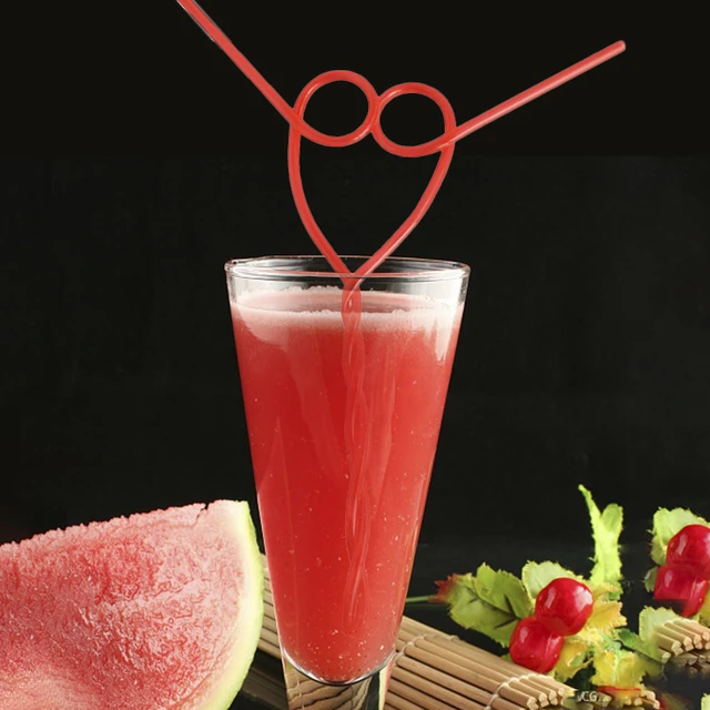 Red Heart Shaped Plastic Silly Straw - 10.25 x 3 (Pack of 1) - Reusable &  Durable Drinkware Accessory, Perfect for Valentines, Birthdays, Parties