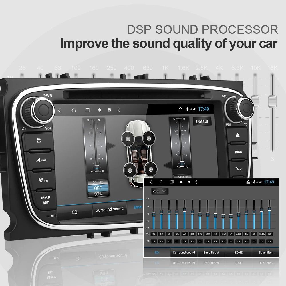 Perfect Isudar H53 Android 2 Din Autoradio For FORD/Focus/Mondeo/S-MAX/C-MAX/Galaxy Car Multimedia Player GPS 8 Core RAM 4G 64GB DSP DVR 4