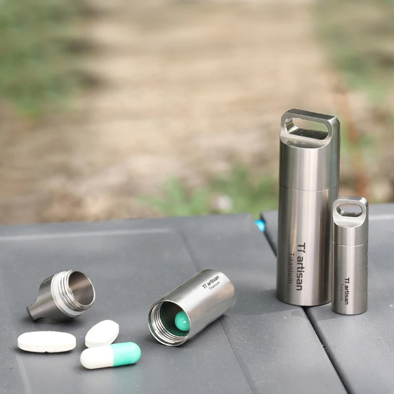Travel Waterproof Silver Titanium Pill Tablet Box Case Holder Container Tool