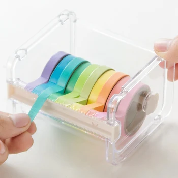 

1 Pcs Transparent Tape Dispenser Washi Tape Cutter Desktop Storage Organizer Holder Dispenser Student School Office Stationery