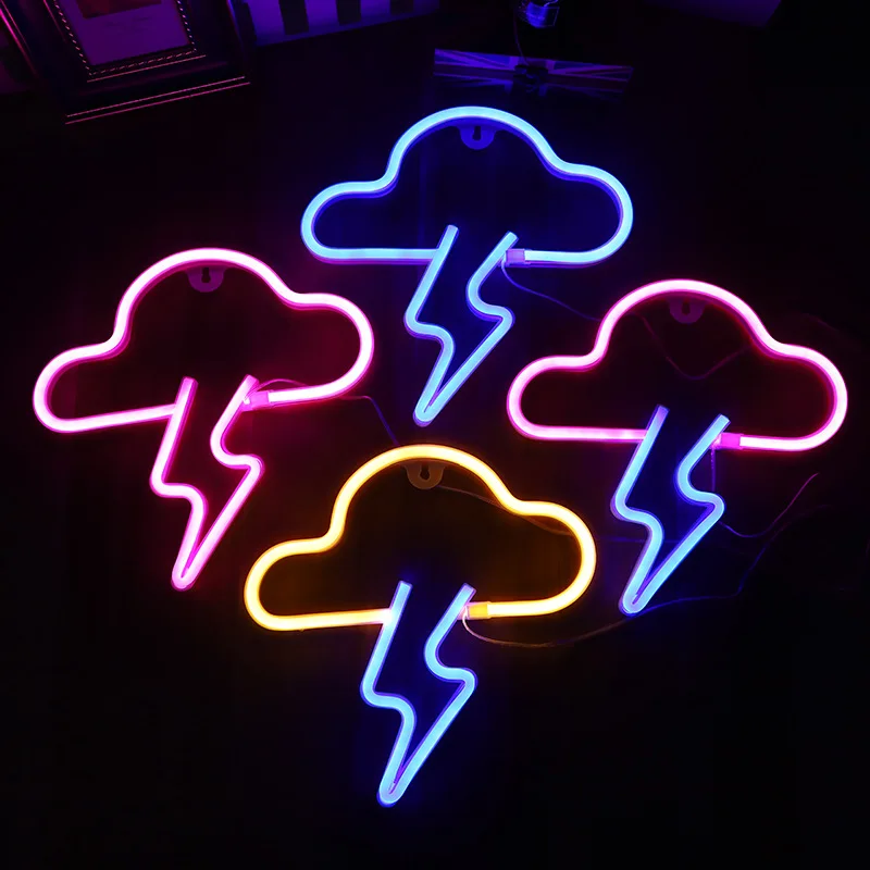 

New Product Led Cloud Lightning Neon Wall Hanging Room Decoration Night Light Holiday Atmosphere Light USB Power Supply