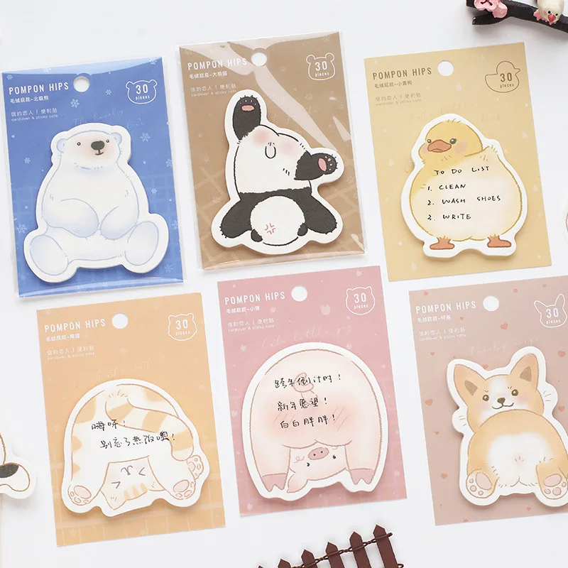 

New Cute Animal Sticky Notes Shiba Inu Cat Panda Memo Pads Kawaii Pet Sticky Note 30pcs/lot