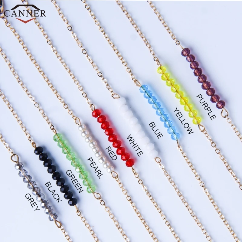 

Birthstone Bracelets for Women Mini Beaded Bracelet Femme Pulseira Jewelry Gold Color Chain Link Tiny Thin Bracelet Friends H40