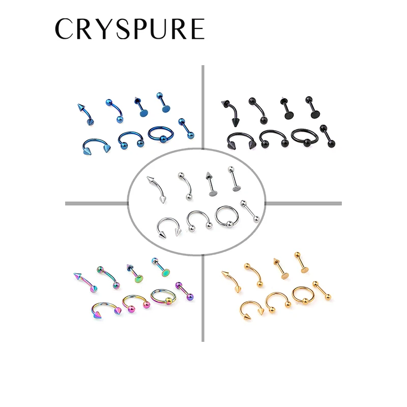 8 Pcs Combinations of Piercing Jewelry Suits Stainless Steel Clip Hoop For Women Septum Navel Belly Button Rings | Украшения и